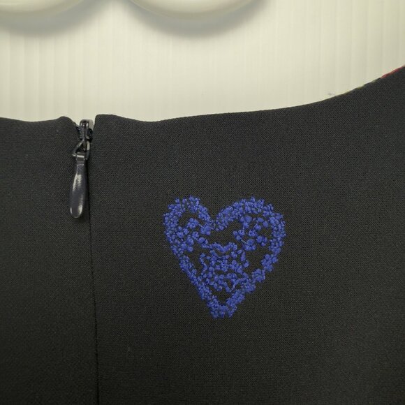DESIGUAL  Pinstripe Lace Shoulder & Embroidered Hem Black Sheath LBD Dress EU 40 - Picture 7 of 11